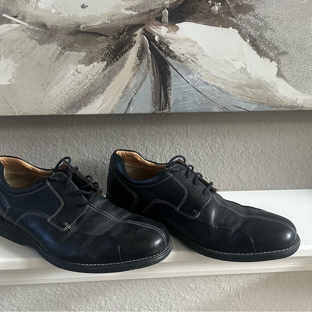 Men's Black Leather Dress Shoes Johnston and Murphy Sz14